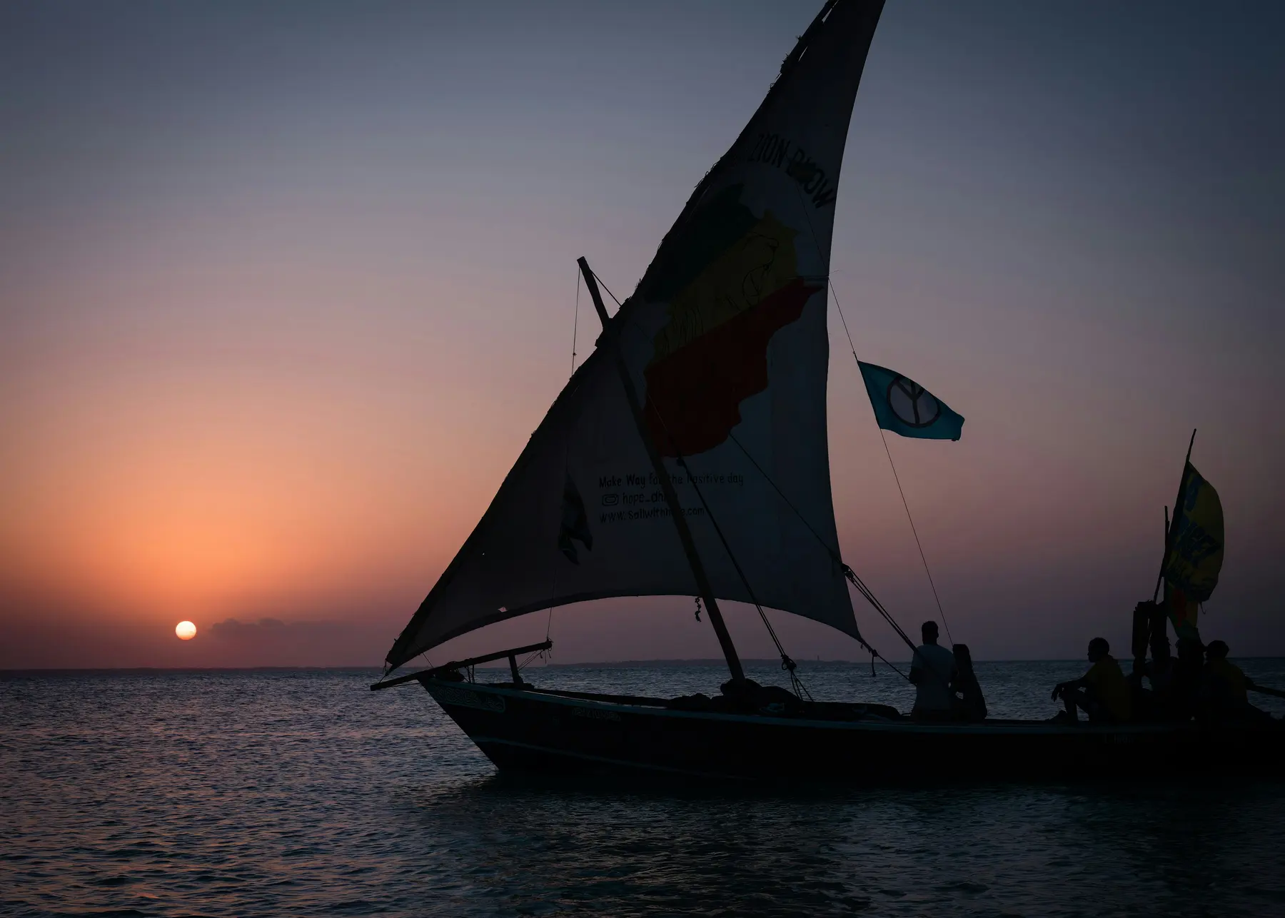 The moon rising over the ocean off Zanzibar